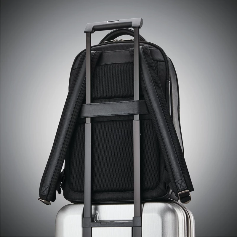 Samsonite Klassische Leder Backpack Businesstaschen Schwarz | CH-DSV554659