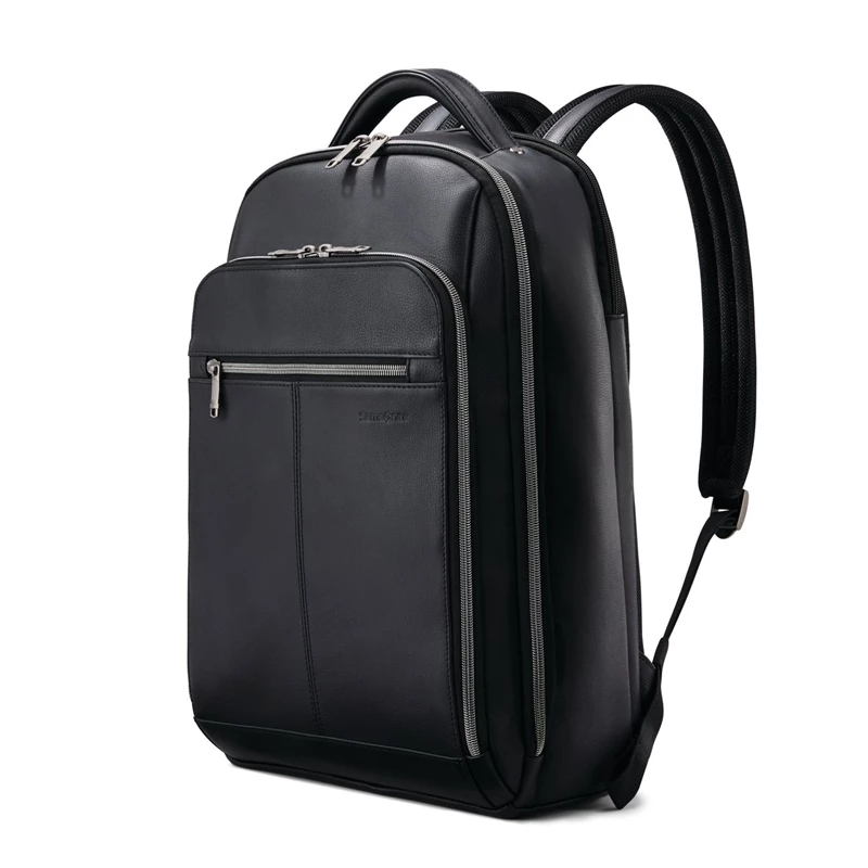 Samsonite Klassische Leder Backpack Businesstaschen Schwarz | CH-DSV554659