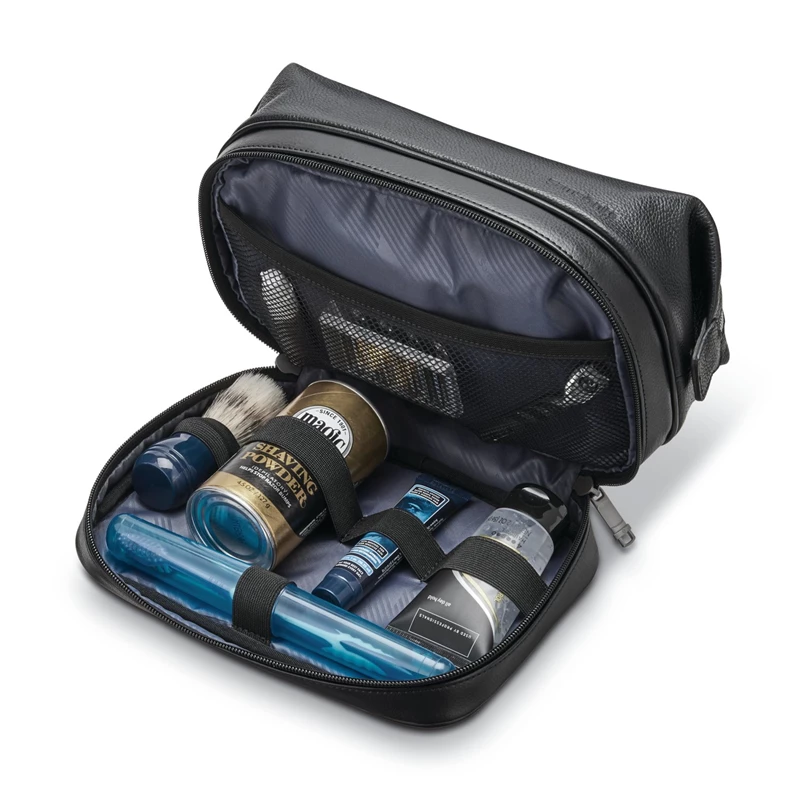 Samsonite Klassische Leder Zip Bottom Travel Kit Toilettenartikel & Kosmetiksets Schwarz | CH-DSV554625