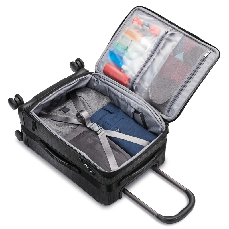 Samsonite SXK Carry-On Expandable Spinner Handgepäck Koffer Black/Silver | CH-DSV554738